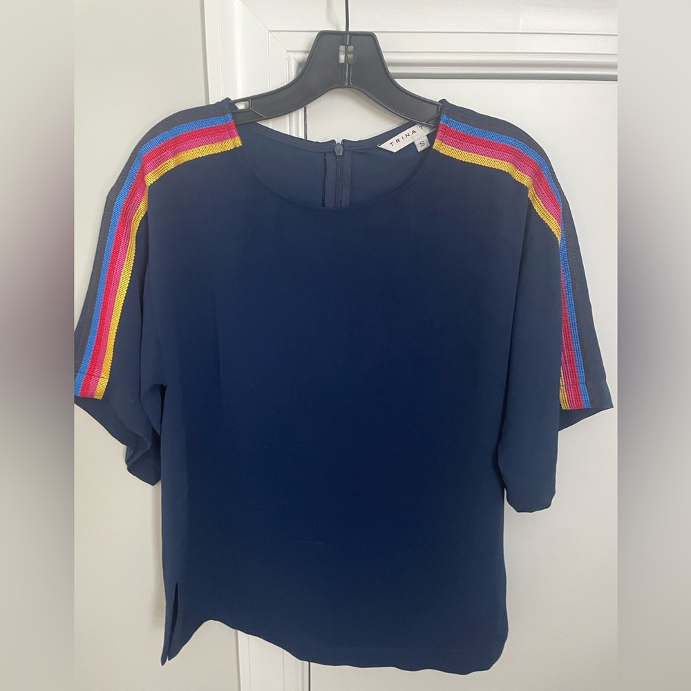 Trina Turk navy and rainbow shirt - never worn.
